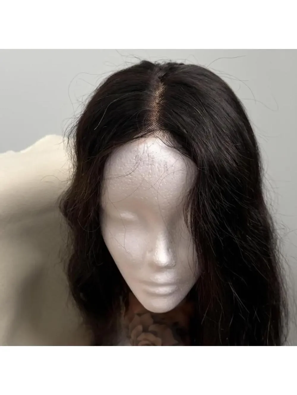 32in Dark Brown Glueless Front Lace Wig 5x5 Closure Long Straight Human Hair